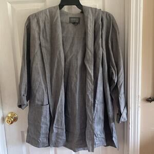 Lafayette 148 women’s size Large gray hooded open front linen jacket or coverup